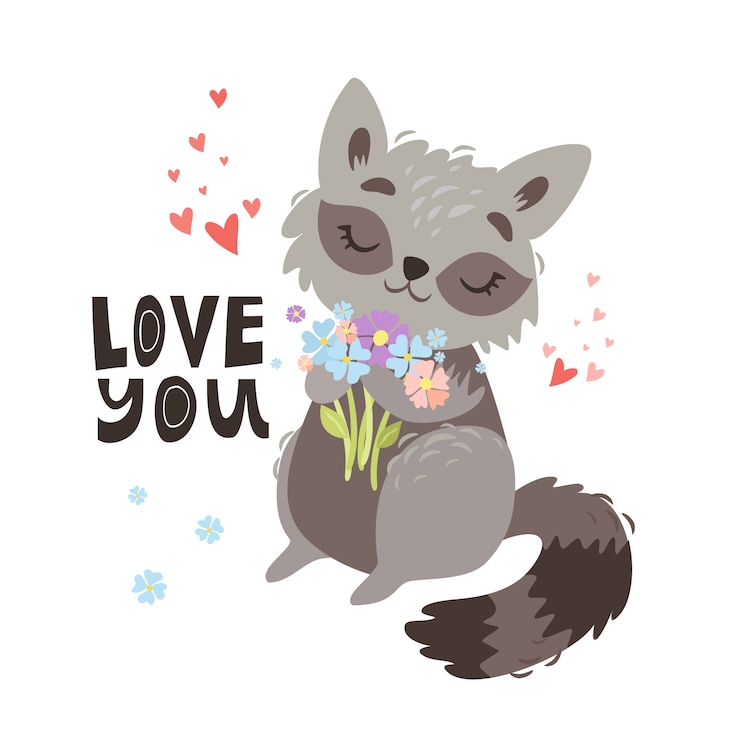 Gratis Vector leuke wasbeerillustratie. hou van jou