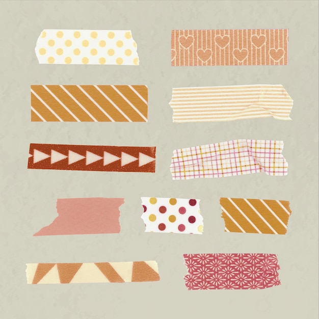 Gratis vector leuke washi tape sticker, gele patroon vector set