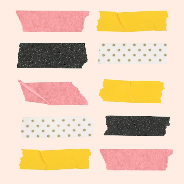 Leuke washi-tapesticker, roze collage-element vectorset