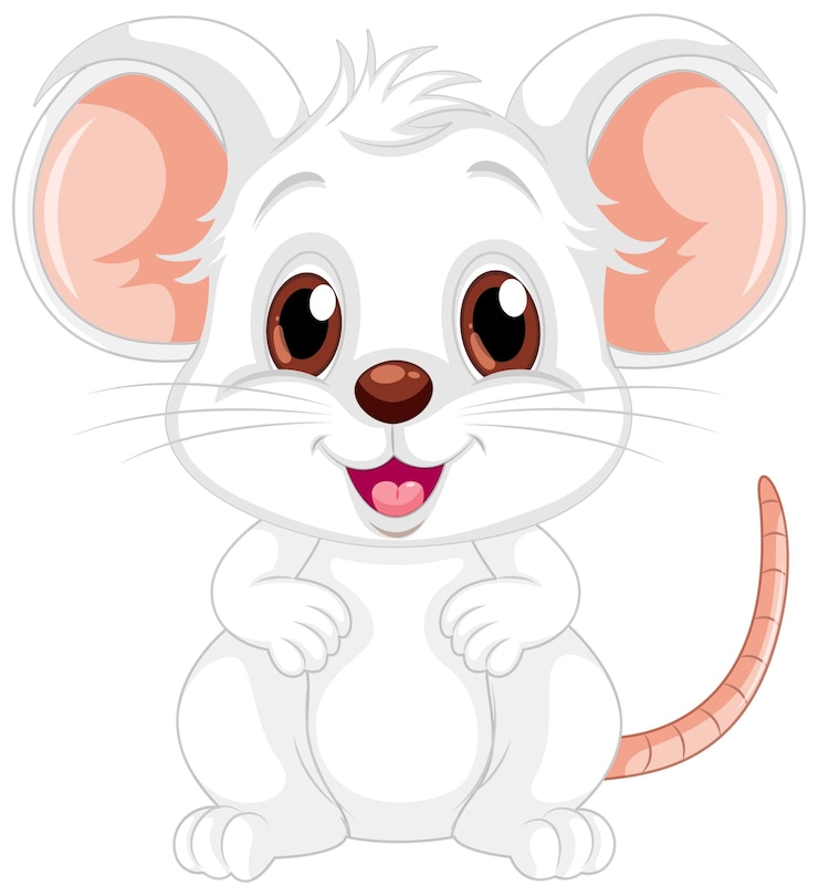 Gratis Vector leuke witte muis stripfiguur