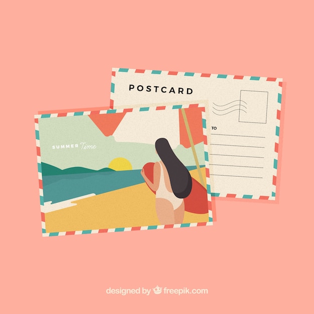 Gratis vector leuke zomerprentbriefkaar