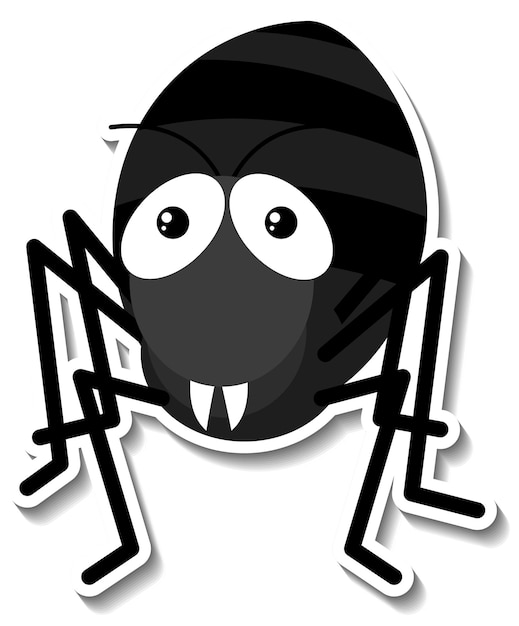 Gratis vector leuke zwarte mier cartoon sticker