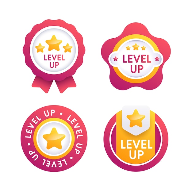 Gratis vector level up labelverzameling