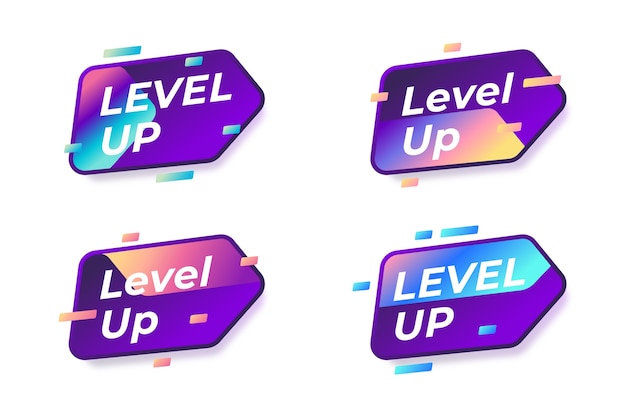 Gratis vector level up labelverzameling