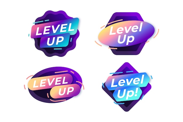 Gratis vector level up labelverzameling