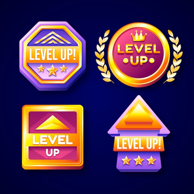 Gratis vector level up labelverzameling