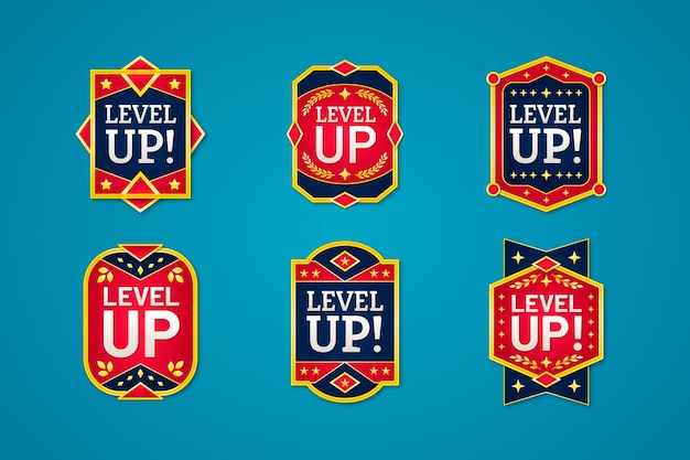 Gratis vector level up labelverzameling