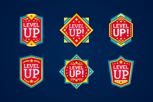 Gratis vector level up labelverzameling