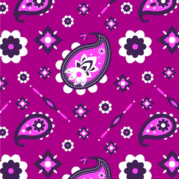 Gratis vector levendig violet gekleurd paisley bandanapatroon