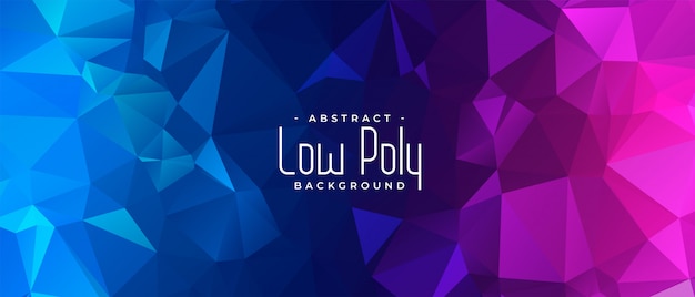 Levendige blauwe en roze laag poly abstracte banner