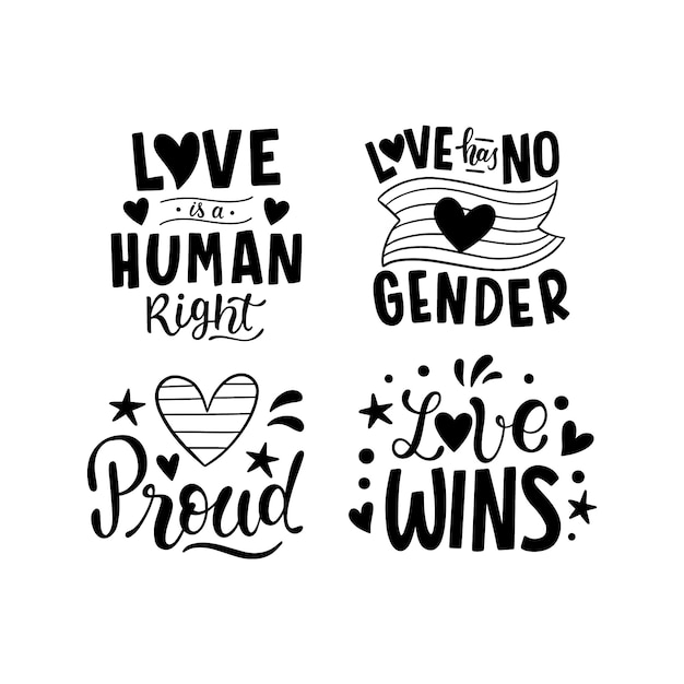 Gratis vector lgbt-stickers belettering sjabloon