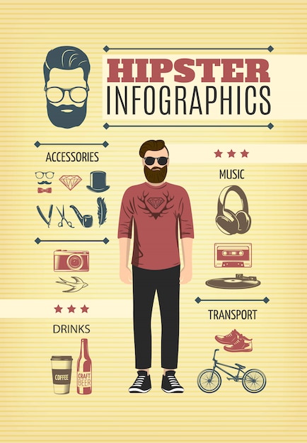 Gratis vector licht hipster fashion infographic sjabloon