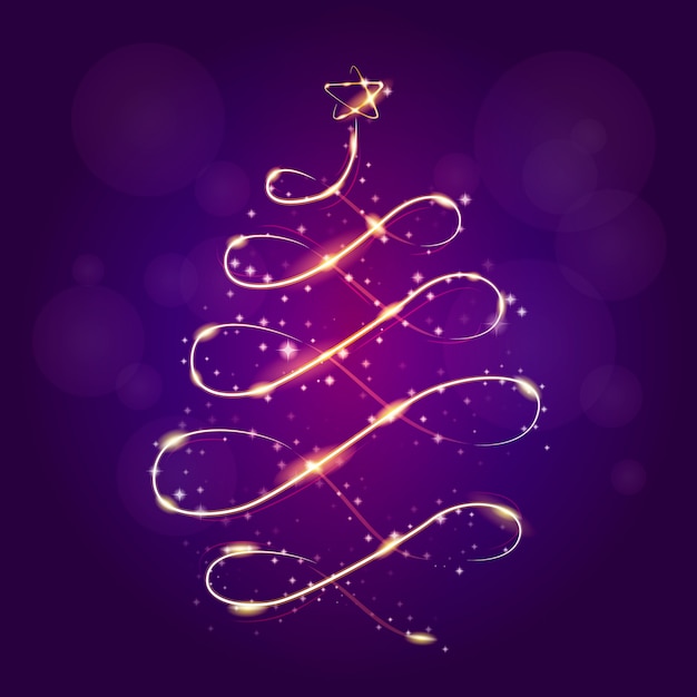 Gratis vector licht trail kerstboom concept