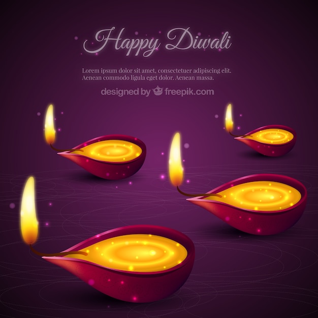 Gratis vector lichte diwali kaarsen achtergrond