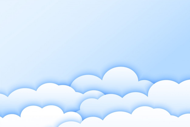 Gratis vector lichte kleur wolken achtergrond in papercut-stijl