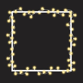 Lichte slinger en frame geïsoleerde vectorillustratie. kleur touw kerst, nieuwjaarsslingers