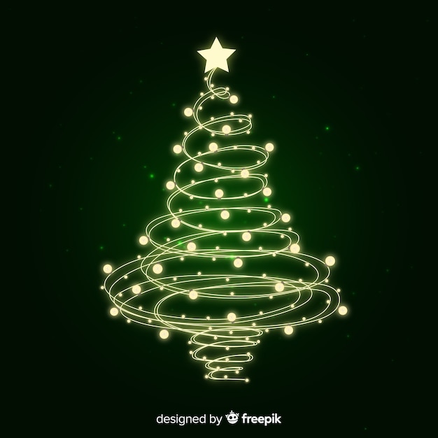 Gratis vector lichte slingerkerstboom