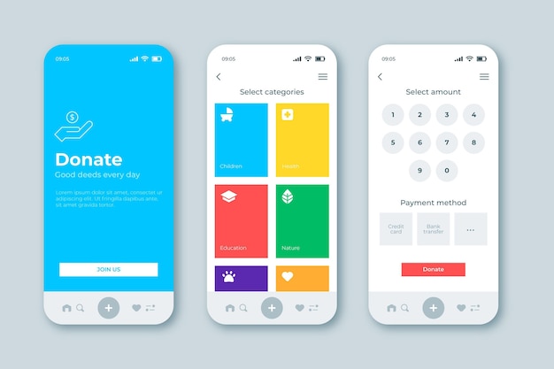 Liefdadigheid app-interface concept