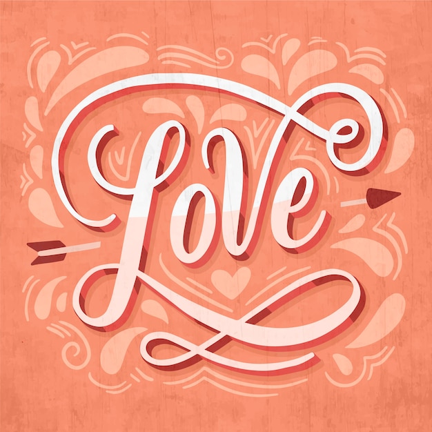 Gratis vector liefde belettering en puntige arroes