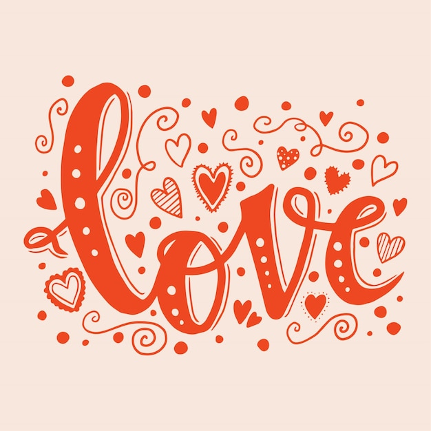 Gratis vector liefde belettering in vintage stijl