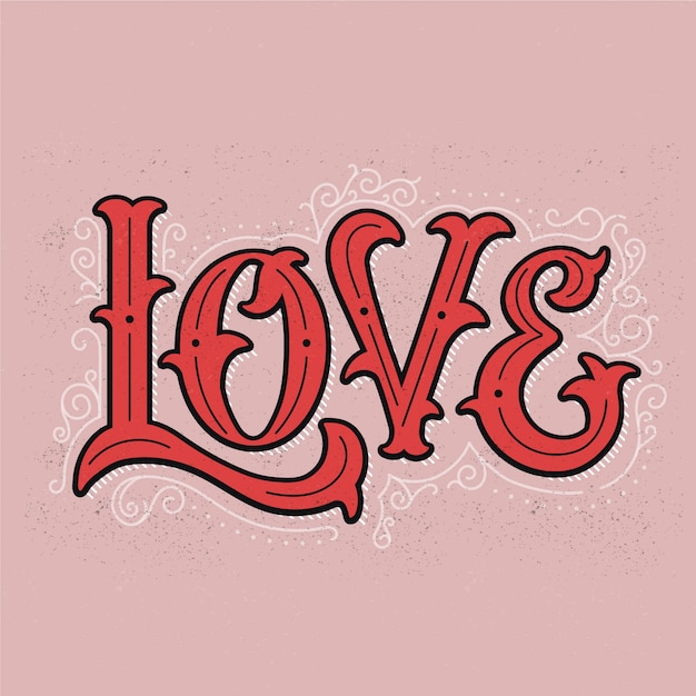 Gratis vector liefde belettering in vintage stijl