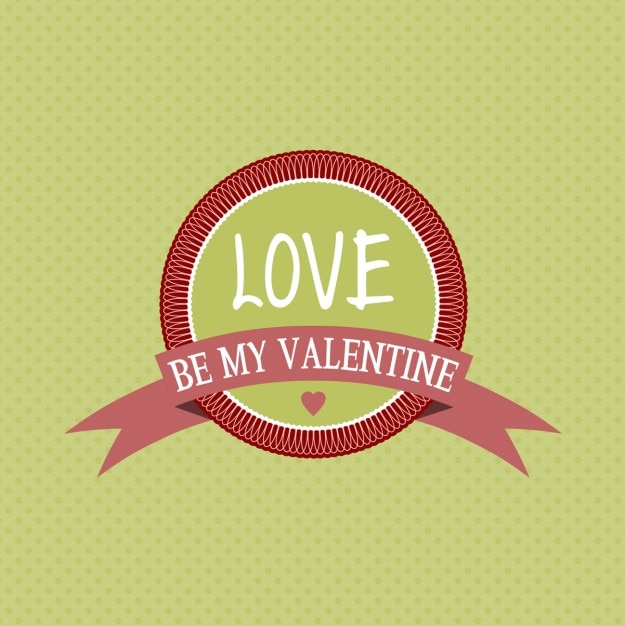 Gratis vector liefde ben mijn valentijnskaart badge op een groene achtergrond