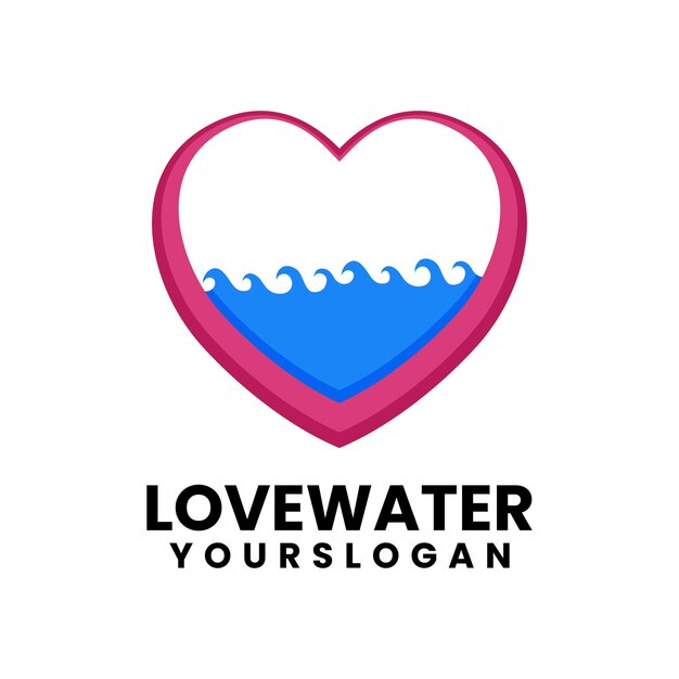 Liefde en water logo-ontwerp