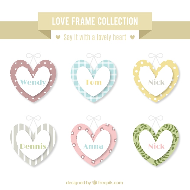 Gratis vector liefde frames in vintage stijl