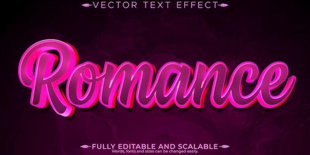 Gratis vector liefde tekst effect bewerkbare romantiek en roze tekst stijl