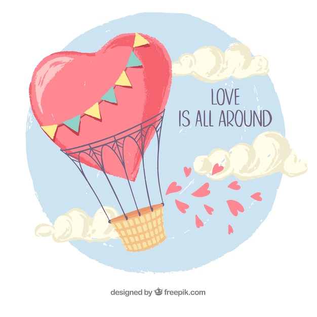 Gratis vector liefdeachtergrond met ballon