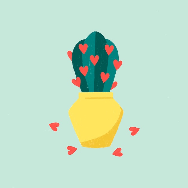 Gratis vector liefdes thema cactus in een pot