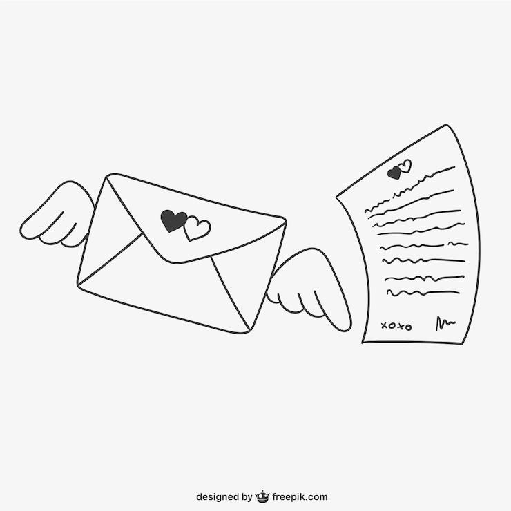 Gratis Vector liefdesbrief tekening
