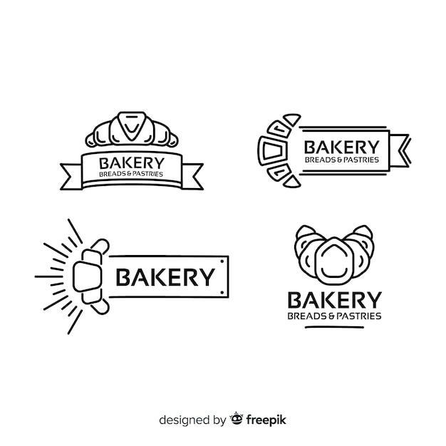 Lijn kunst bakkerij logo sjabloon
