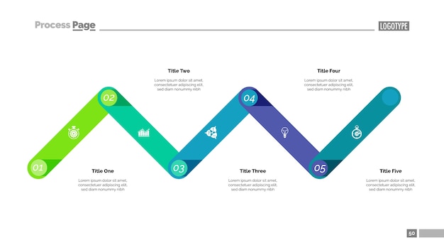 Lijndiagram met vijf elementen sjabloon