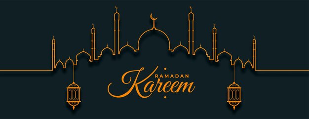 Lijnstijl ramadan kareem mooi eid-bannerontwerp