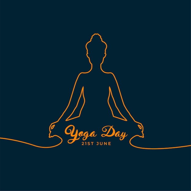 Lijnstijl yoga dag pose posterontwerp
