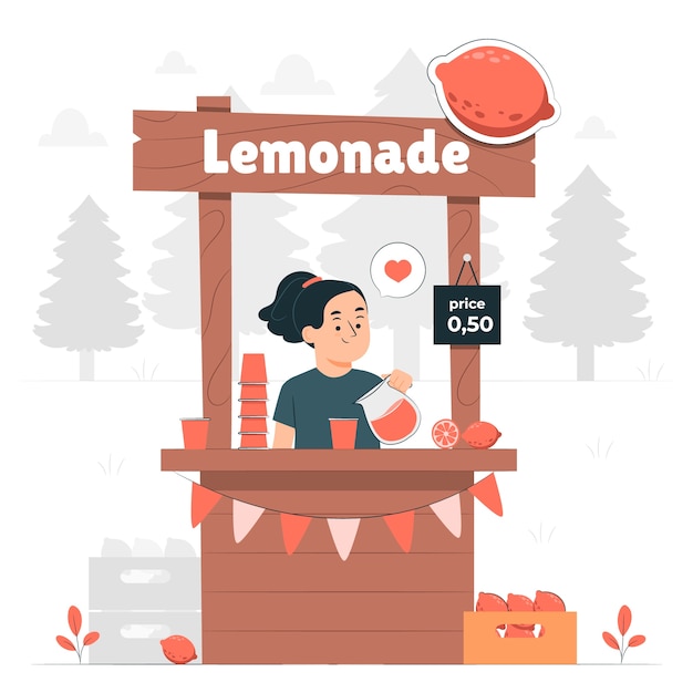 Gratis vector limonade stand concept illustratie