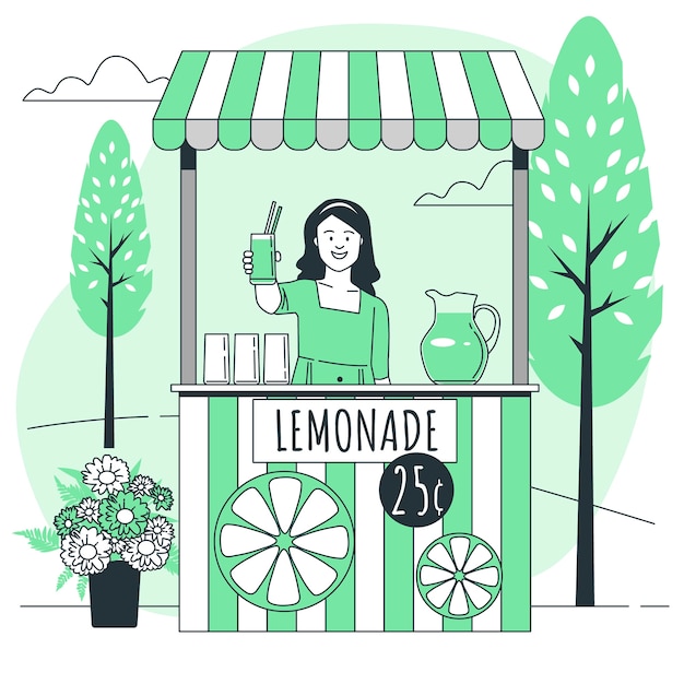 Gratis vector limonade stand concept illustratie