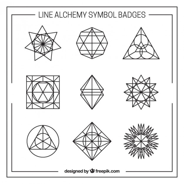 Gratis vector line alchemie symbool badges