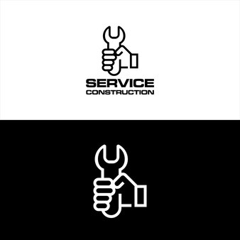 Line art hand met tool key logo ontwerp inspiratie