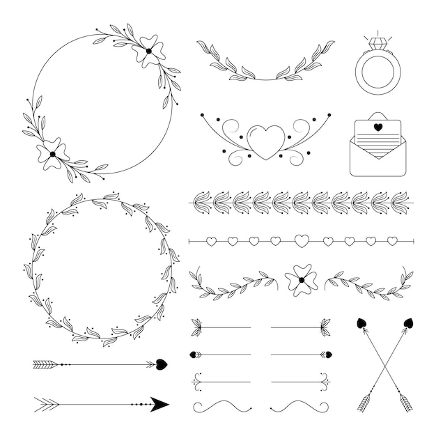 Lineair plat ontwerp bruiloft decoraties