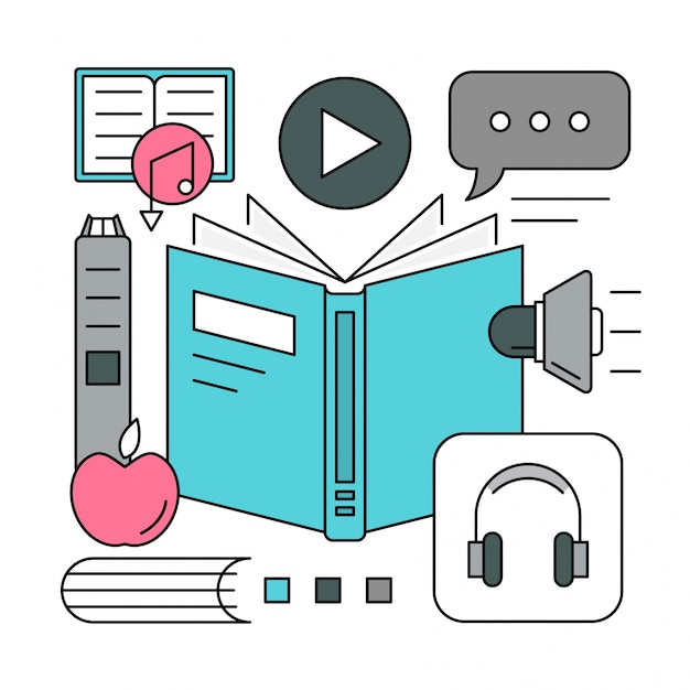 Gratis vector lineaire audio book vector elementen