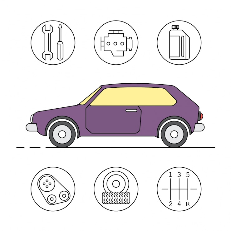 Gratis Vector lineaire auto service pictogrammen