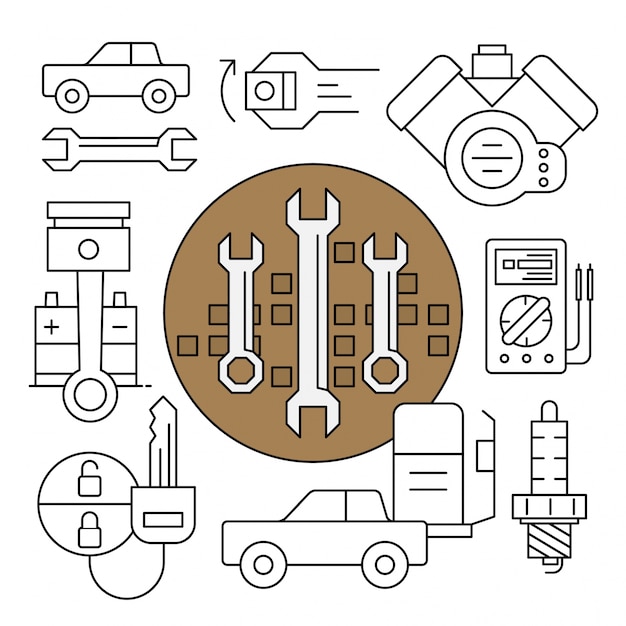 Lineaire auto service pictogrammen