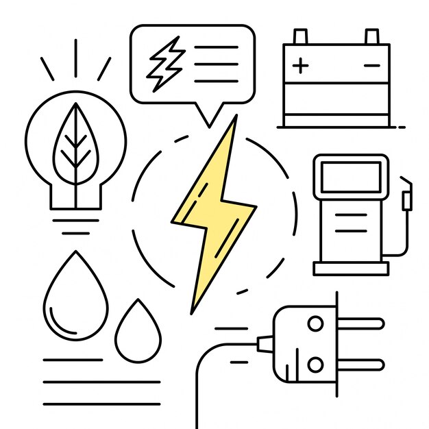 Lineaire Energie Pictogrammen Minimale Milieu Elementen