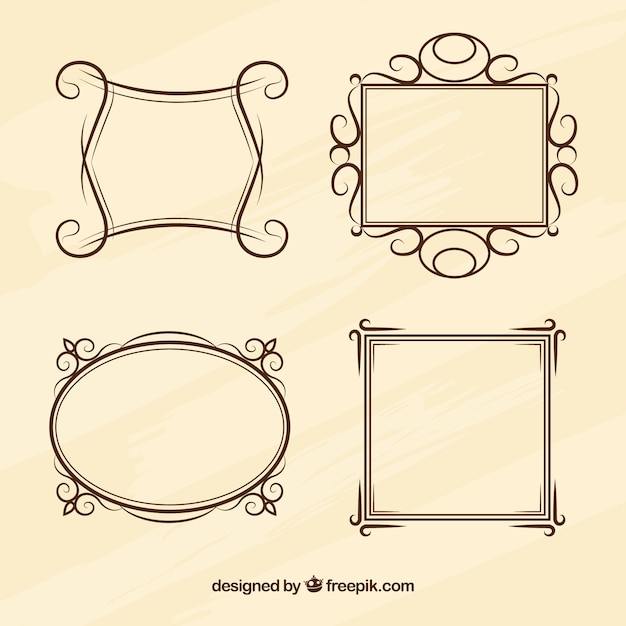 Gratis vector lineaire frames-collectie met ornamenten