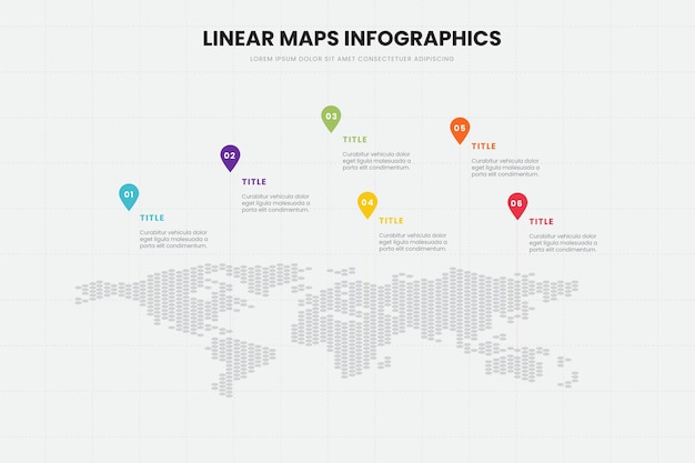 Lineaire kaarten infographics sjabloon