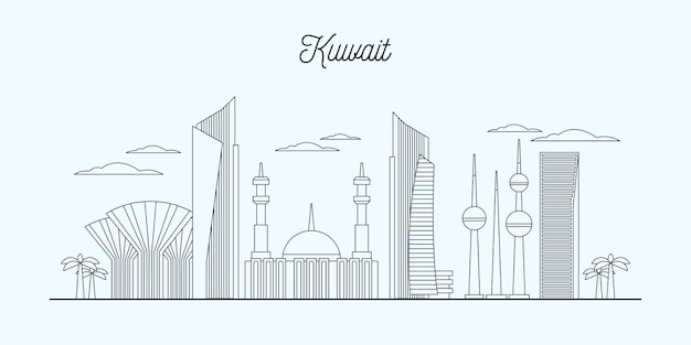 Lineaire Koeweit skyline illustratie