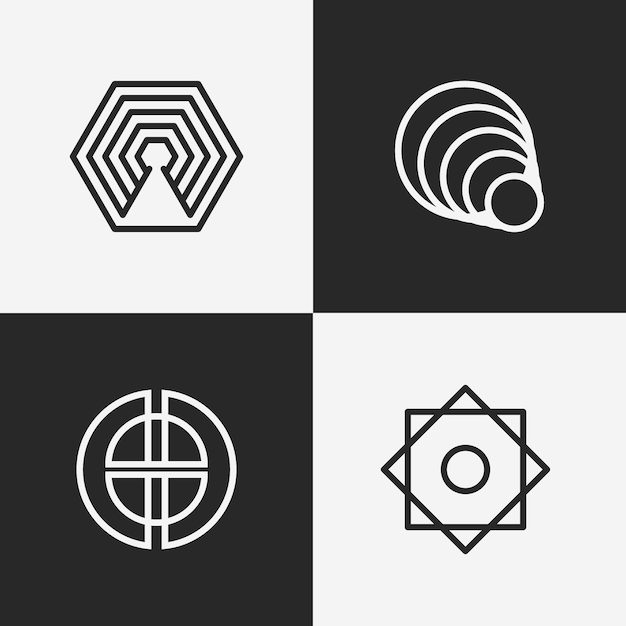 Lineaire logo collectie abstract ontwerp