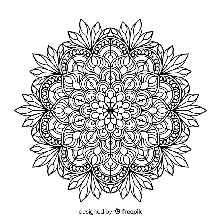 Gratis Vector lineaire mandala achtergrond concept